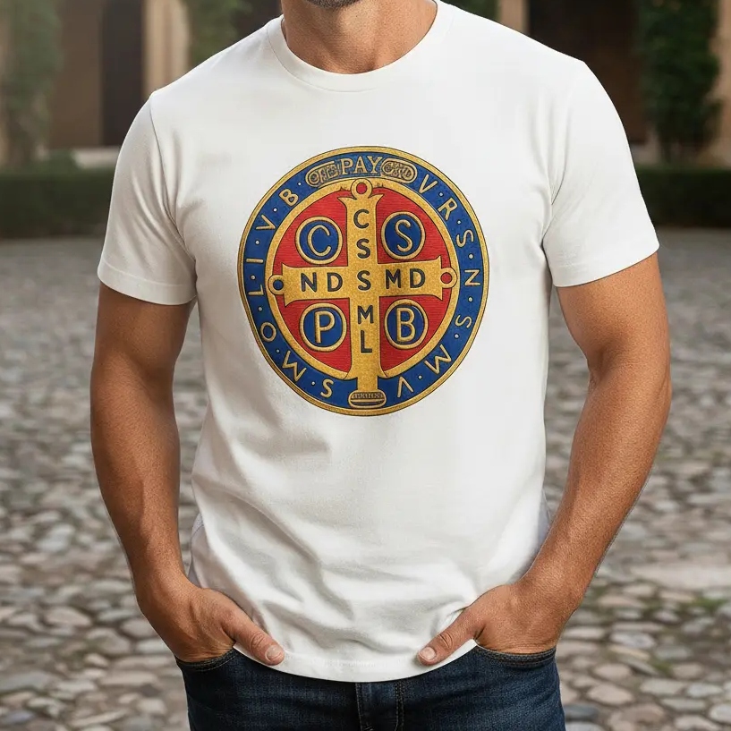 camiseta-catolica-algodo-medalha-so-bento-ombro-a-ombro